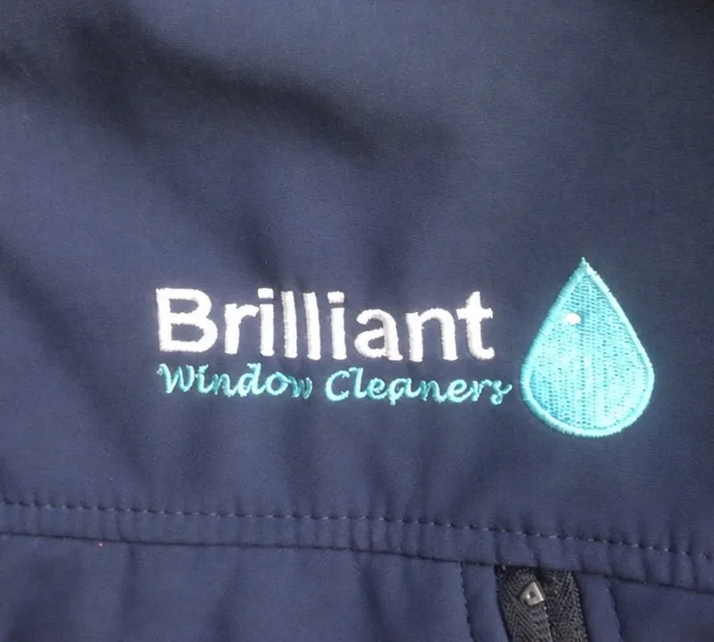 Brilliant Window Cleaners embroidered workwear with the blue droplet logo