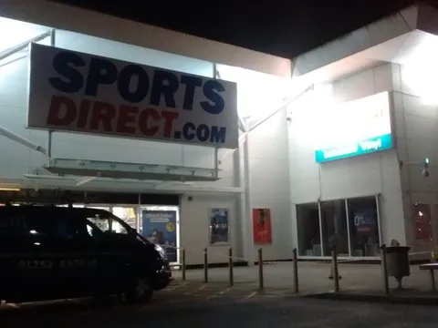 Sports Direct shopfront glass in Bracknell before commercial window cleaning